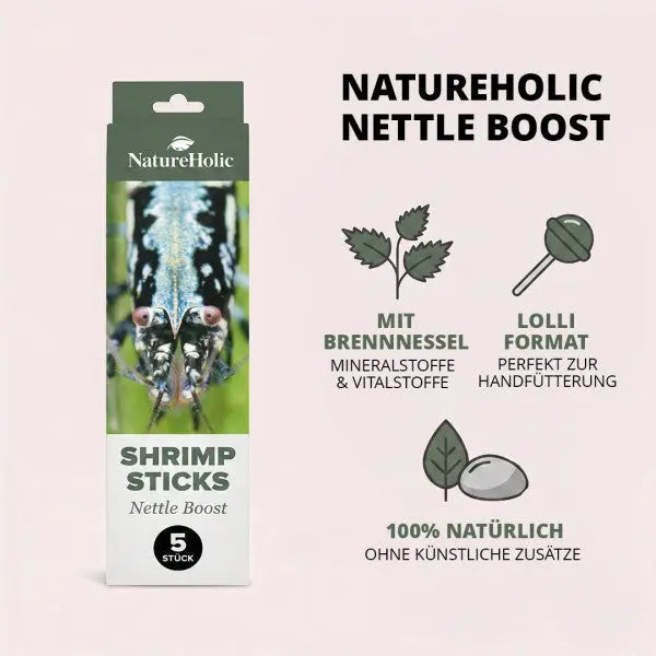 NatureHolic - Garnelen Lollies „Brennnessel Boost“ - 5 Lollis fürs Aquarium AquaTimo