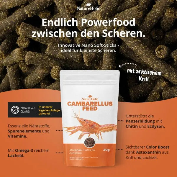 NatureHolic Cambarellusfeed: Dein Premium-Softstick Futter für vitale Zwergkrebse und leuchtende CPOs! 🦐🧡 AquaTimo