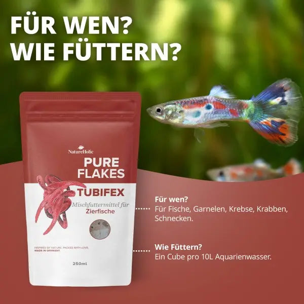 NatureHolic Pure Flakes Tubifex: Der Premium-Snack für carnivore und omnivore Aquarienbewohner 🐛🐟 AquaTimo
