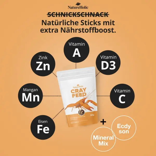 NatureHolic Krebsfeed Sticks: Premium Krebsfutter für gesunde Häutung und Wachstum AquaTimo
