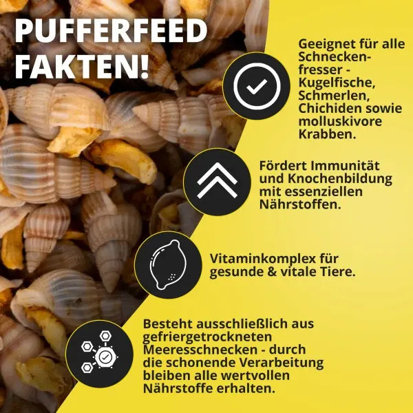 NatureHolic Pufferfeed: Das lebensnotwendige Alleinfuttermittel aus gefriergetrockneten Meeresschnecken für gesunde Kugelfische! 🐡 AquaTimo