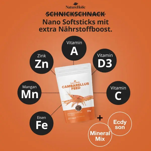 NatureHolic Cambarellusfeed: Dein Premium-Softstick Futter für vitale Zwergkrebse und leuchtende CPOs! 🦐🧡 AquaTimo