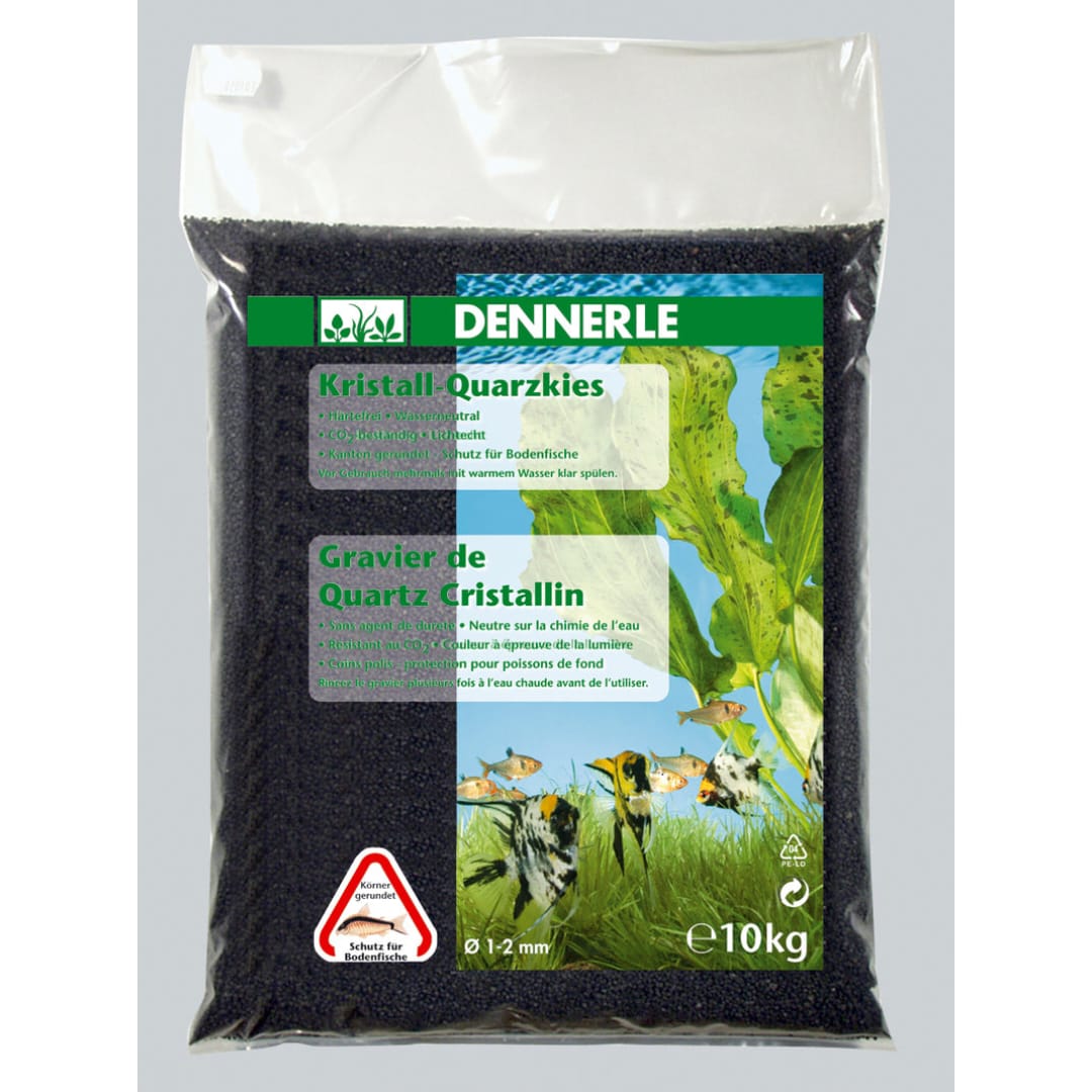 Dennerle Aquarienkies Diamantschwarz 10 kg - Bodengrund für Aquarien - Körnung 1-2 mm - AS+