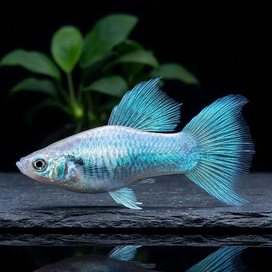 Platy Tuxedo Neon Blau – Stilvoller Glanz mit Kontrast-Effekt AquaTimo