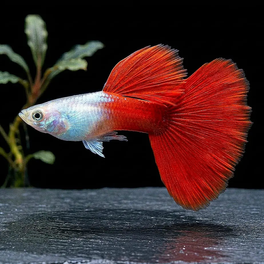 Hochzucht Guppy - ❤️ Red Tuxedo AquaTimo