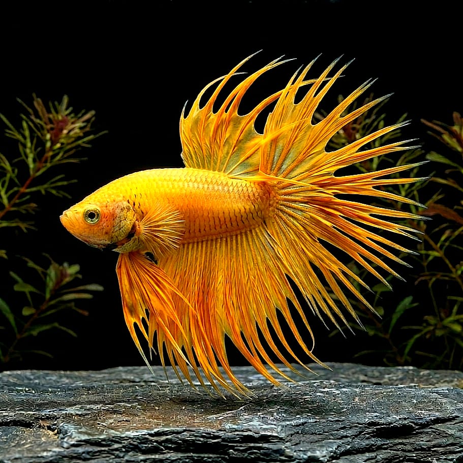 Kampffisch Betta splendens – CROWNTAIL DRAGON YELLOW 🐠💛