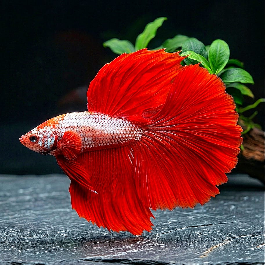 Betta splendens "Halfmoon Fancy Red" – Farbenfroher Kampffisch mit spektakulärer Musterung