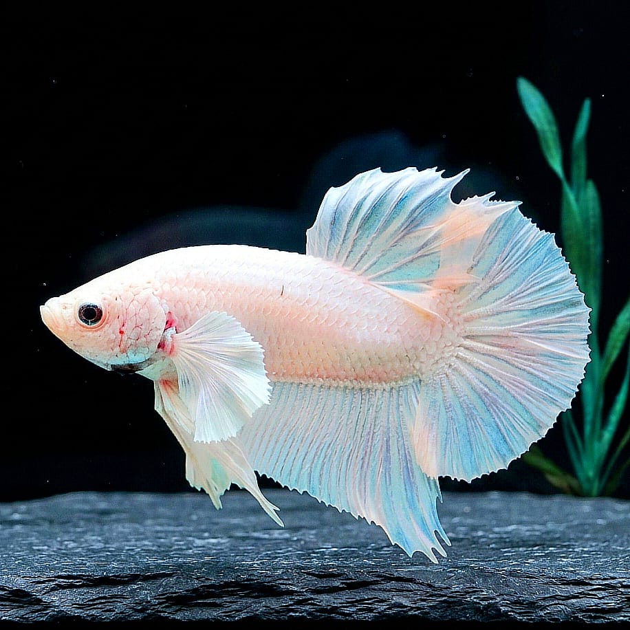 Kampffisch Betta splendens – PLAKAT, Full White 🤍🐠
