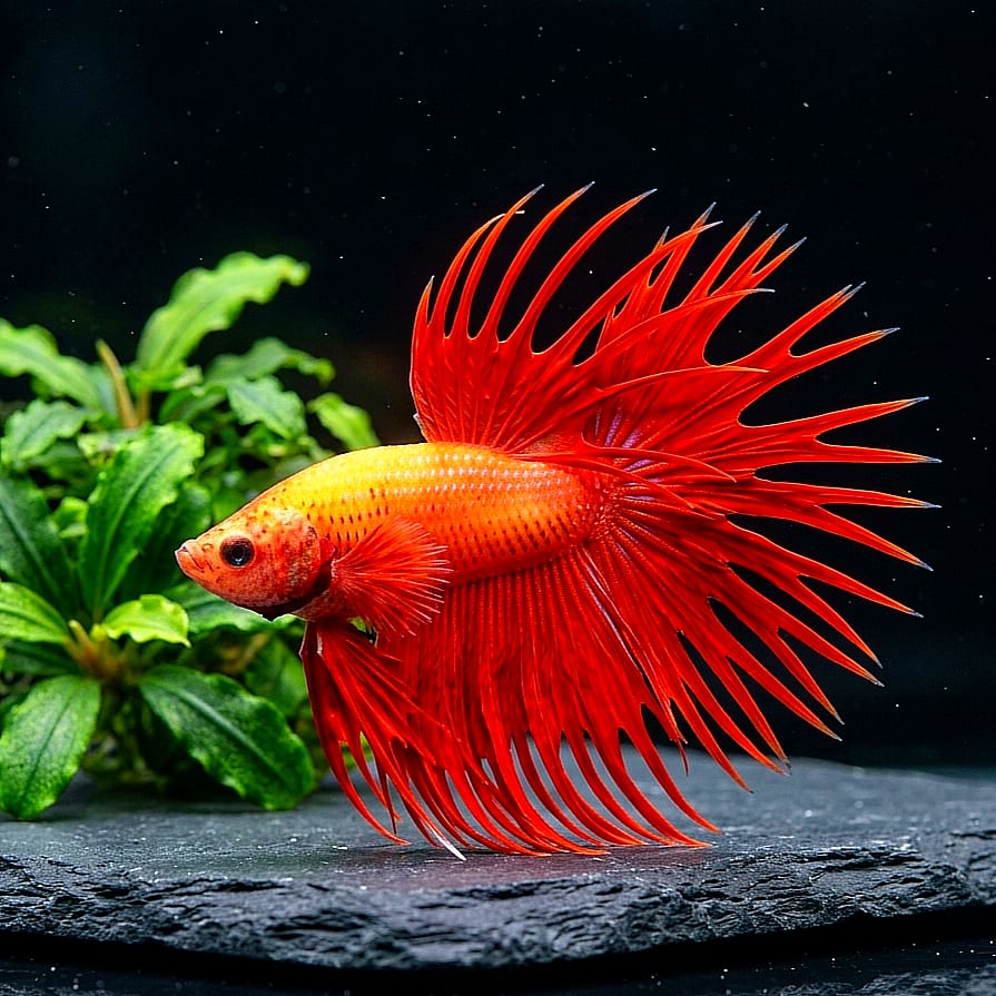 Kampffisch Betta splendens – Crowntail Super Red 🔥🐠