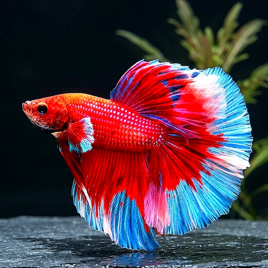 Kampffisch Betta splendens – Halfmoon "Roter Drache / Schneeweiß" 🐉❄️