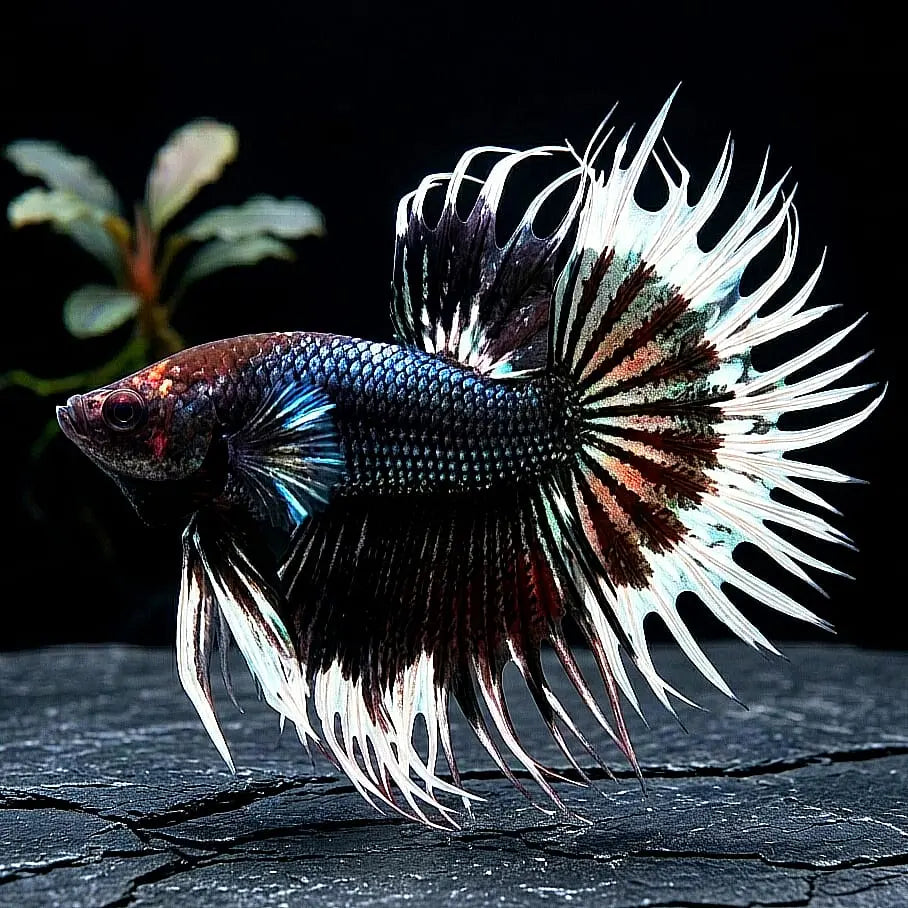 Kampffisch Betta splendens – Crowntail "Black & White" 🖤🤍 AquaTimo