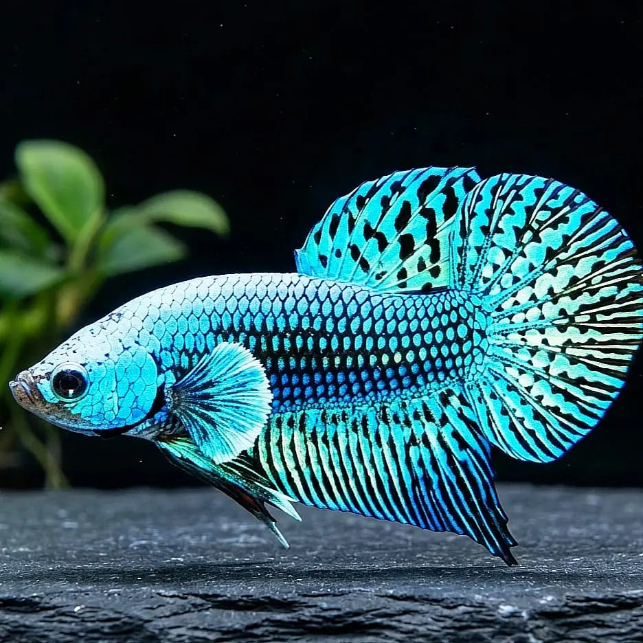 Betta splendens "Alien Blue" – Zuchtkampffisch mit metallisch blauer Färbung Kampffisch AquaTimo