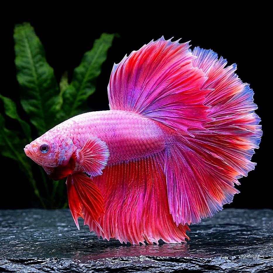 Betta splendens "Halfmoon Purple" – 🩷 Farbenfroher Kampffisch mit spektakulärer Färbung