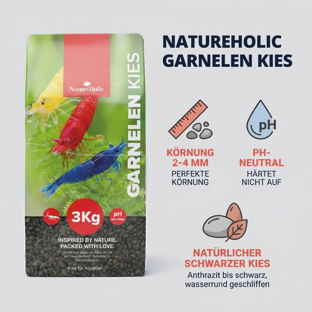 NatureHolic Garnelen Kies – Natürlicher, schwarzer Bodengrund für deine Zwerggarnelen AquaTimo