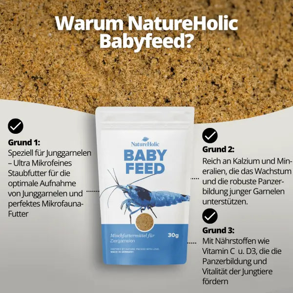 NatureHolic Babyfeed: Das mikrofeine Aufzuchtfutter – Krill-Power und Mineral-Boost für gesunde Babygarnelen! 🦐🚀 AquaTimo