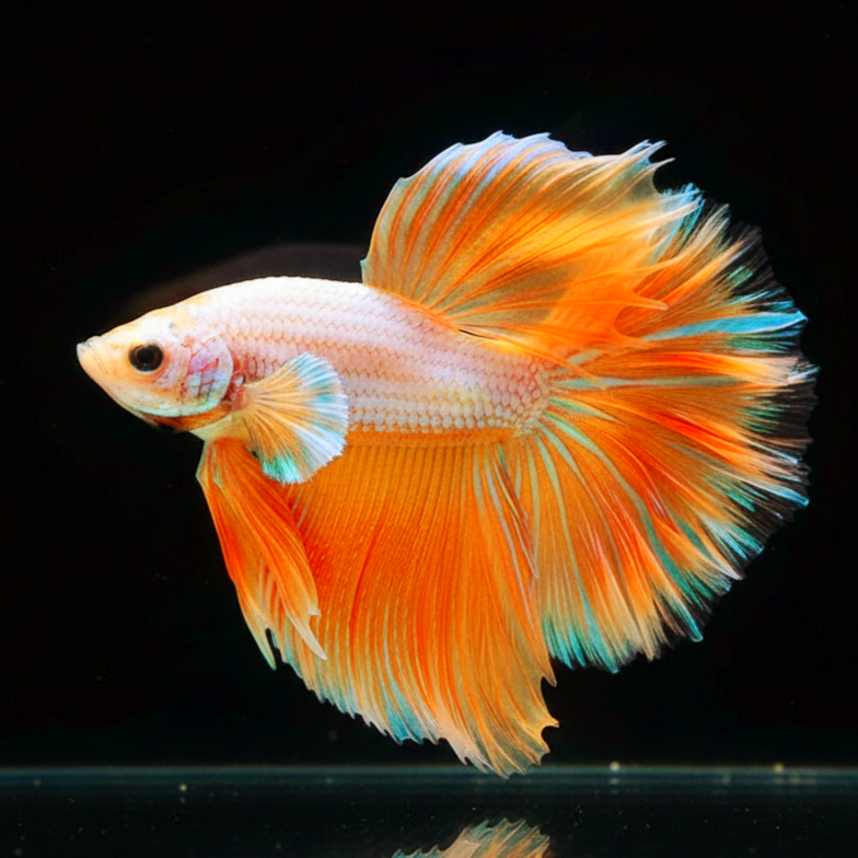 Betta splendens "Halfmoon Dragon Gold" – Eleganter Kampffisch mit gold-schimmernder Drachenzeichnung