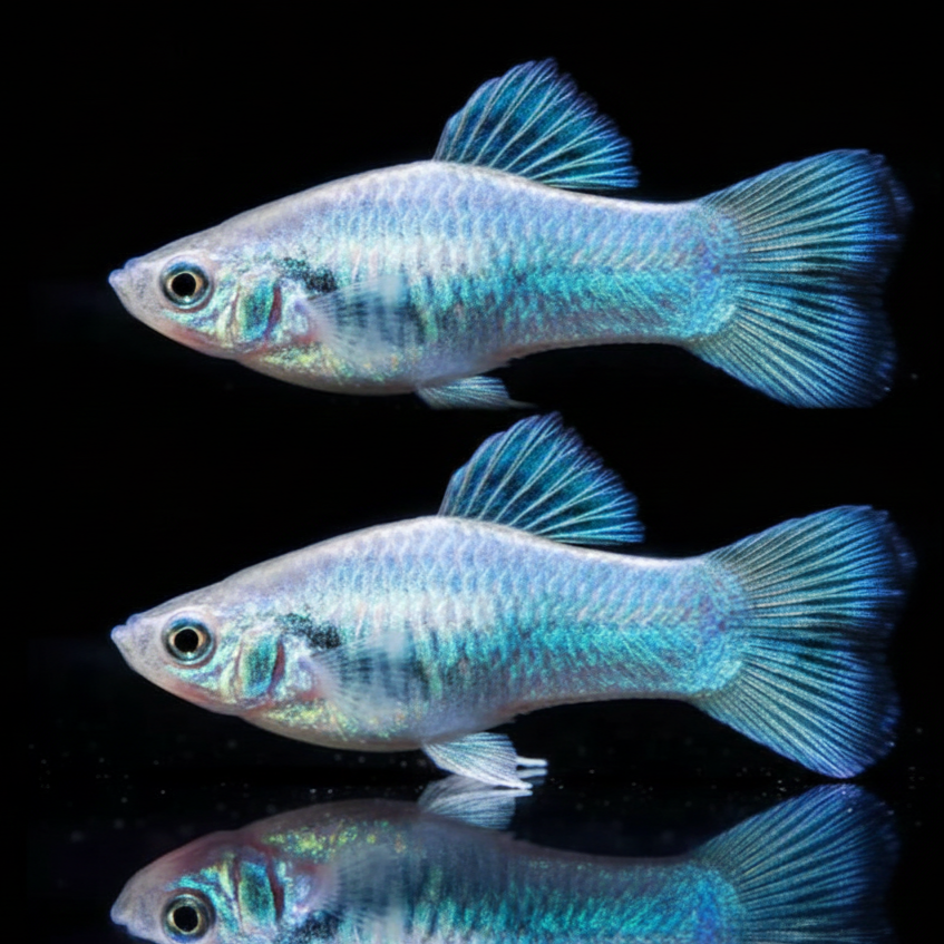 Platy Tuxedo Neon Blau – Stilvoller Glanz mit Kontrast-Effekt