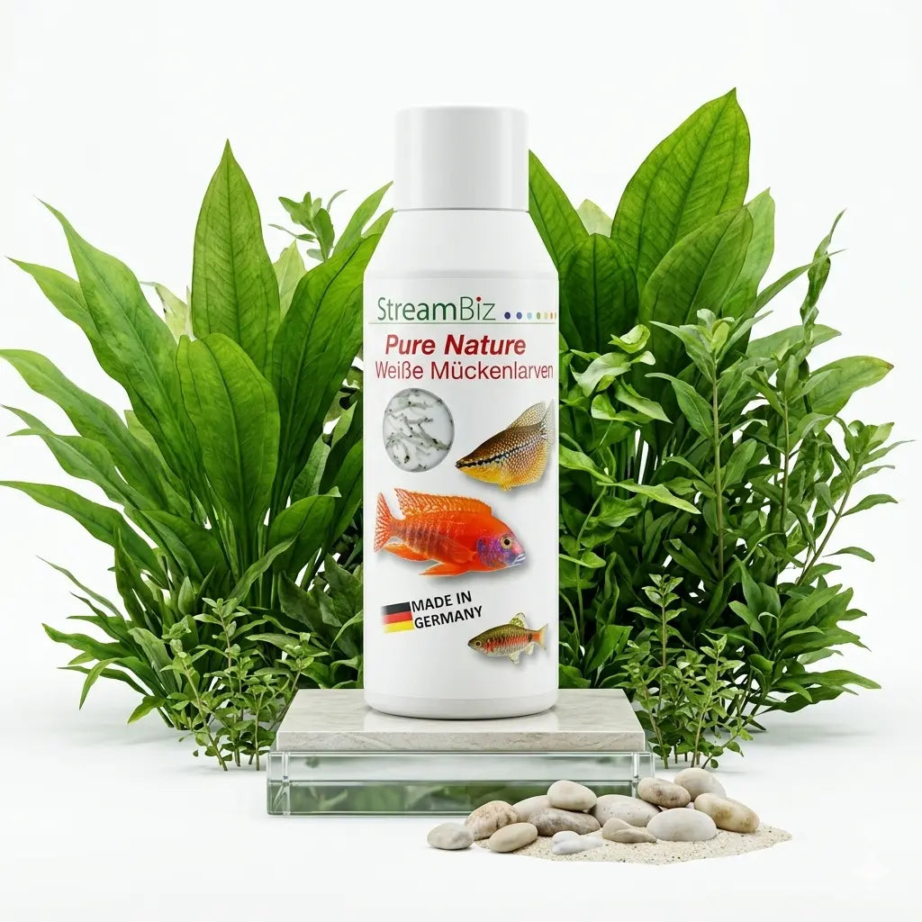 StreamBiz Pure Nature Weiße Mückenlarven – Schonendes Naturfutter für empfindliche Zierfische & Garnelen - AS+ AquaTimo