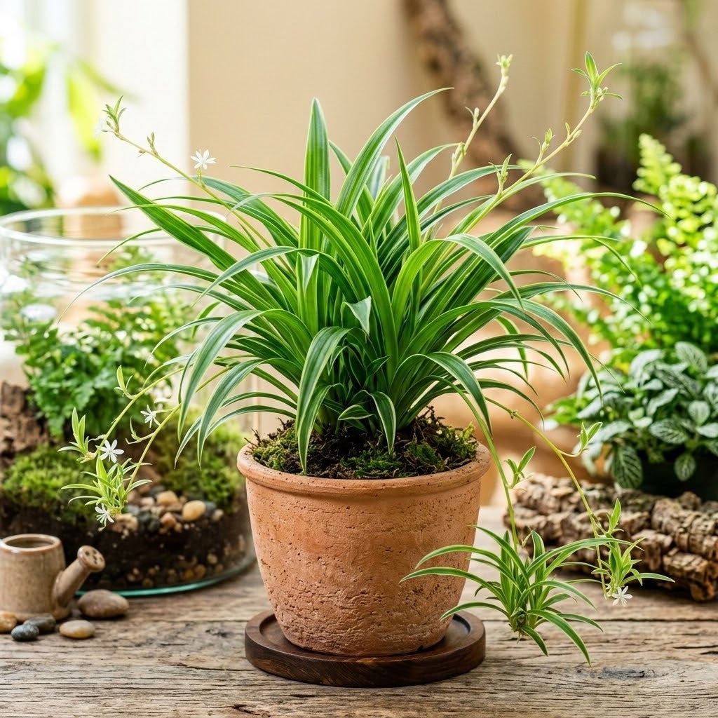 Chlorophytum comosum ‘Irish’ – Die kompakte Grünlilie für Terrarium & Wohnraum / Dennerle-Plants