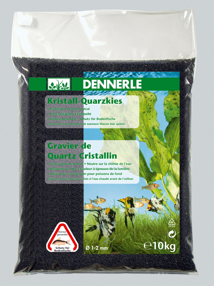 Dennerle Aquarienkies Diamantschwarz 10 kg - Bodengrund für Aquarien - Körnung 1-2 mm - AS+