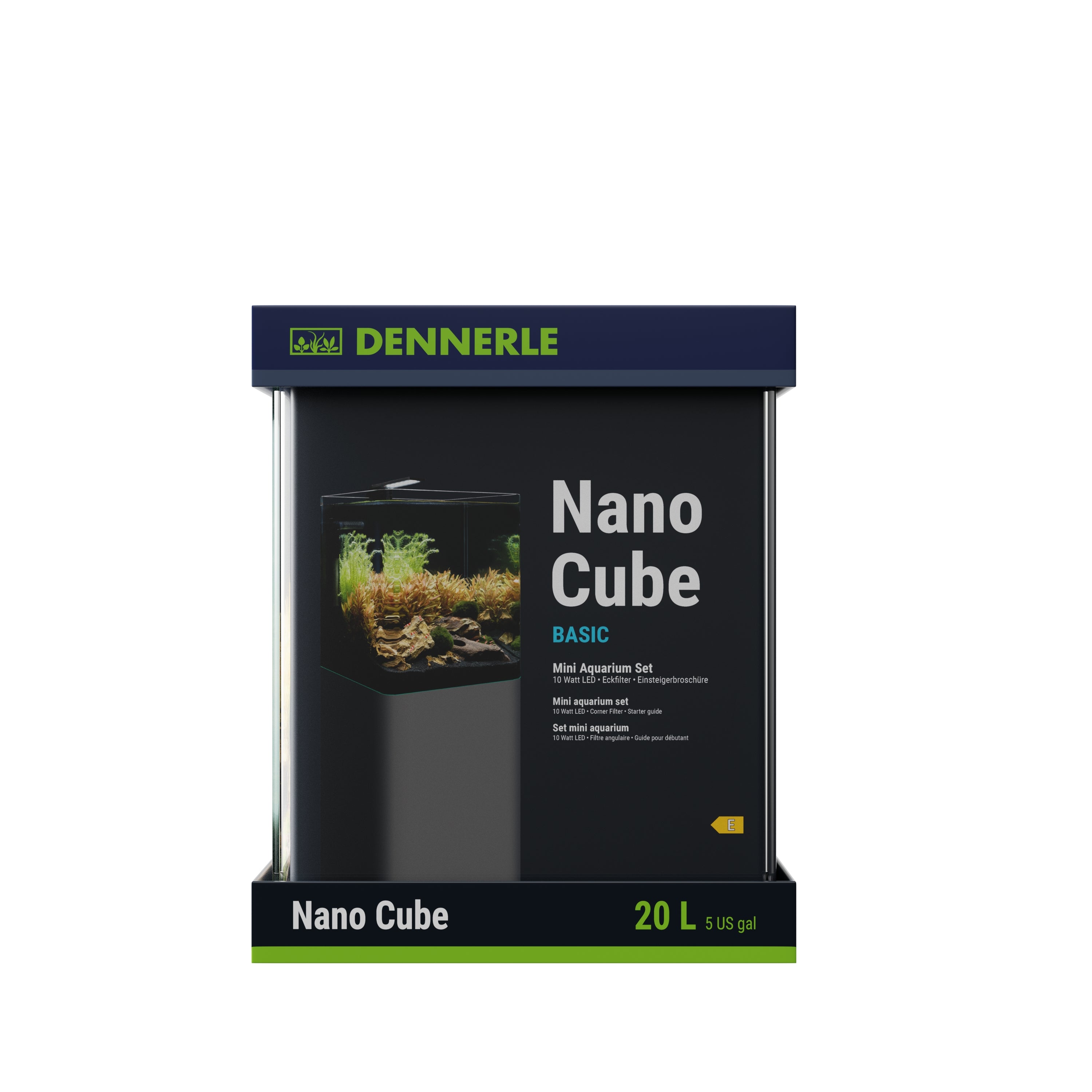 Dennerle Nano Cube Basic, 20 Liter - Mini Aquarium mit Abgerundeter Frontscheibe - AS+