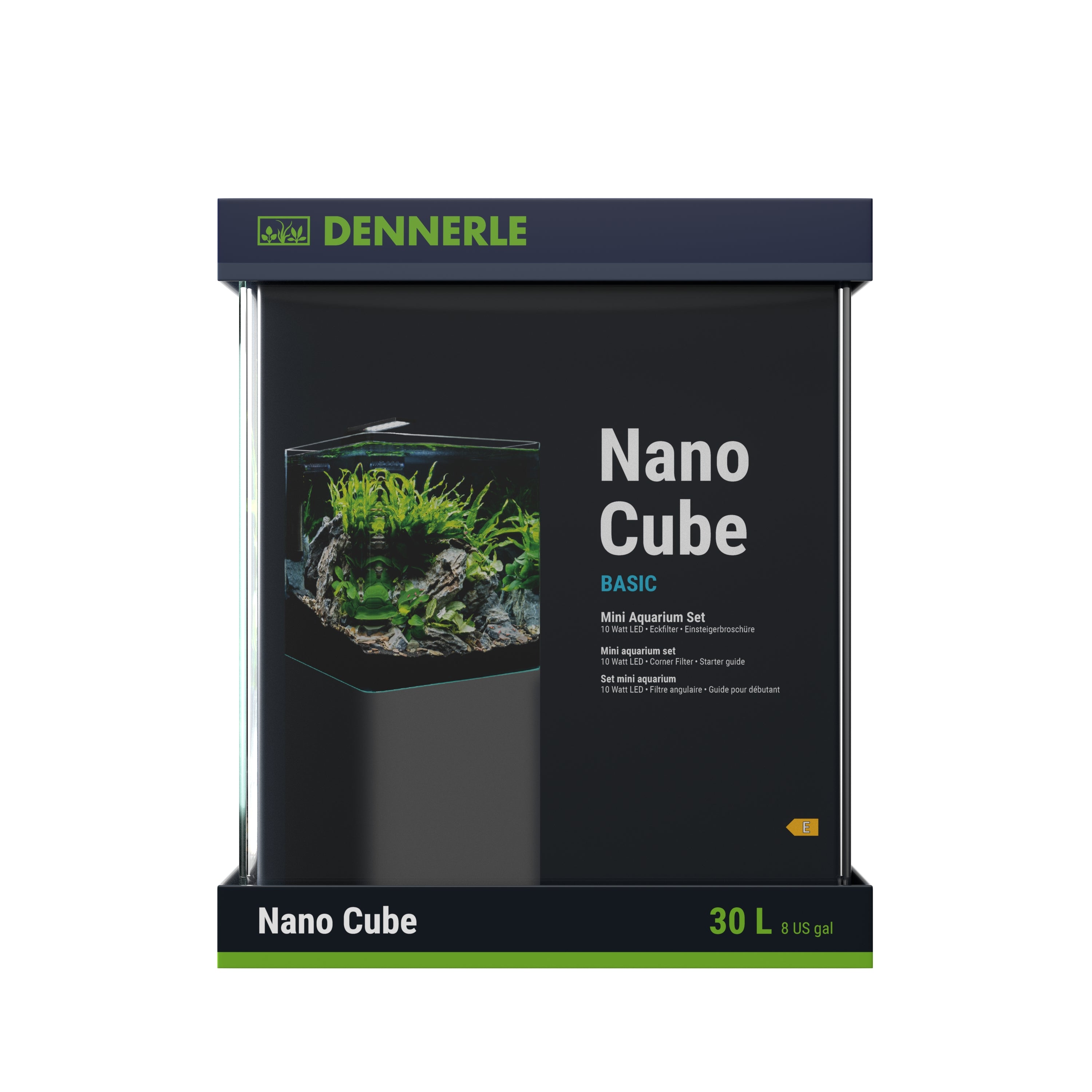 Dennerle Nano Cube Basic, 30 Liter - Mini Aquarium mit Abgerundeter Frontscheibe - AS+