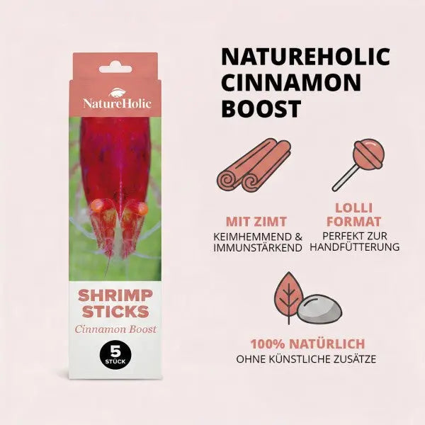NatureHolic Shrimp Stick „Cinnamon Boost“: Der unwiderstehliche Zimt-Lolly für deine Garnelen! 🎄🍤 AquaTimo