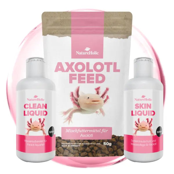 NatureHolic Axolotl Pflege-Set: Die 3-in-1 Lösung für optimale Axolotl Gesundheit im Aquarium 💚 AquaTimo