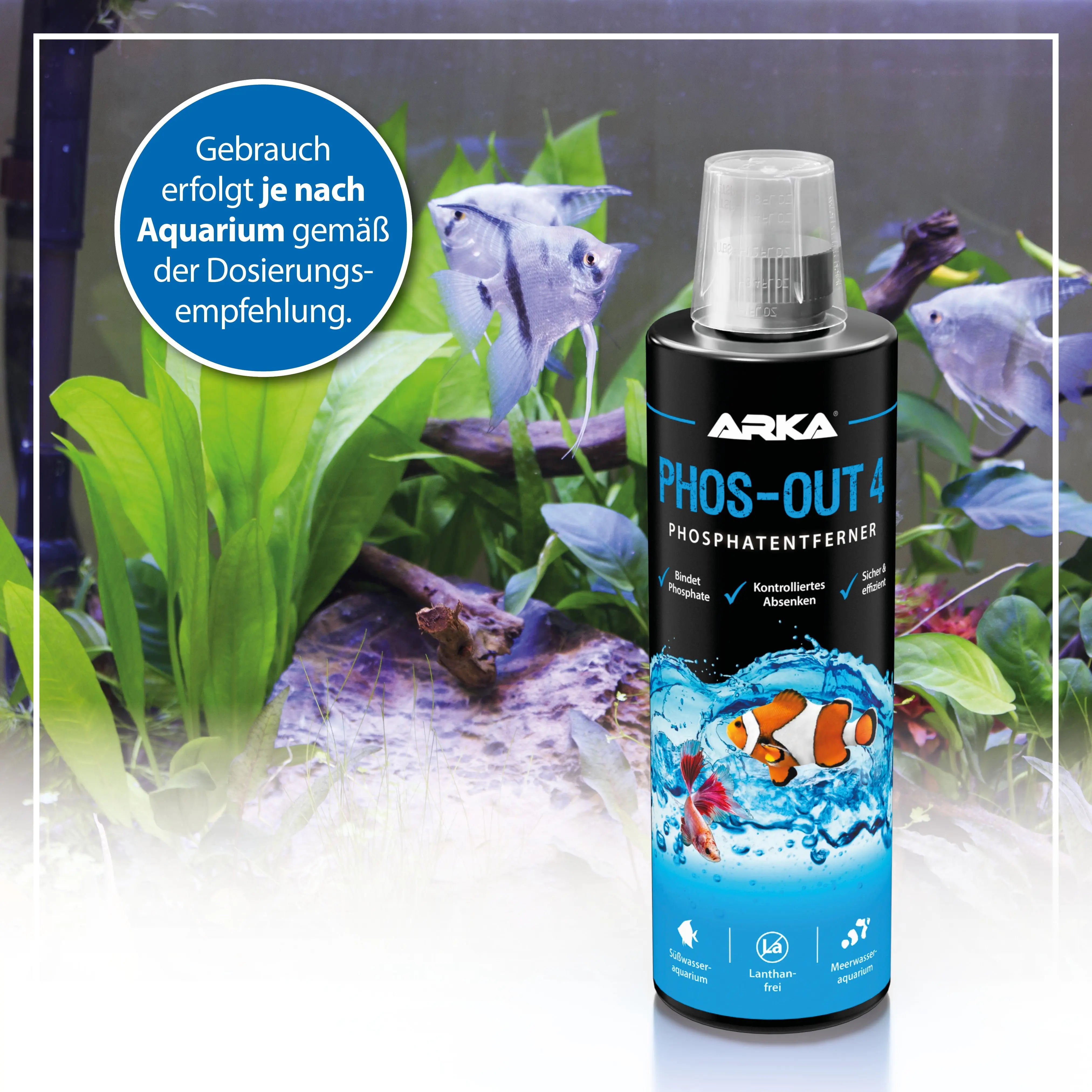 ARKA Phos-Out 4 – Der Flüssige Phosphatentferner für kristallklares Süßwasseraquarium-Wasser! 💧 - AS+ AquaTimo
