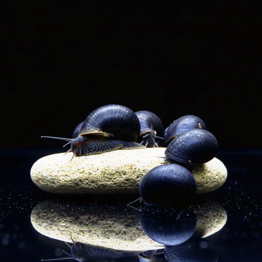 Neritina pulligera - Anthrazit Napfschnecke