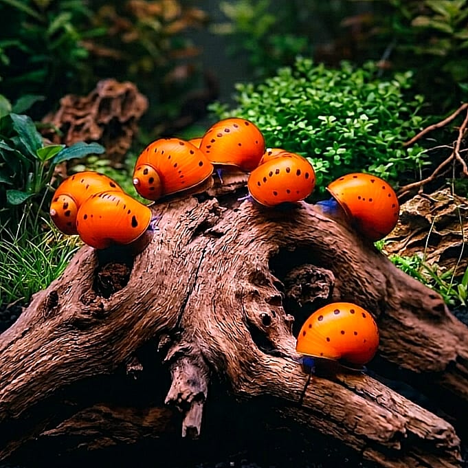 Neritina (Vittina) semiconica - Orange Track Rennschnecke