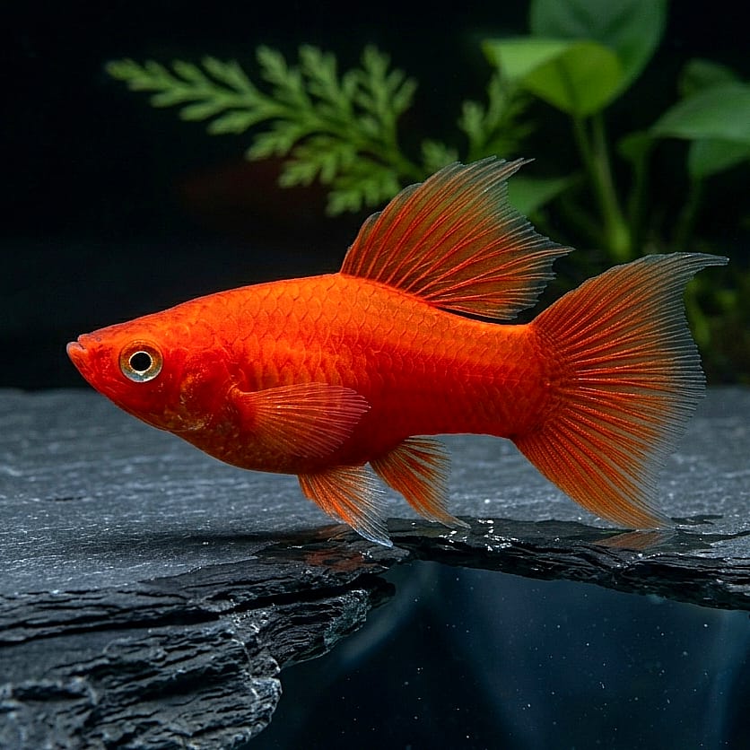 Platy Mickey Mouse Neon Rot – Leuchtender Farbakzent mit Kultmuster