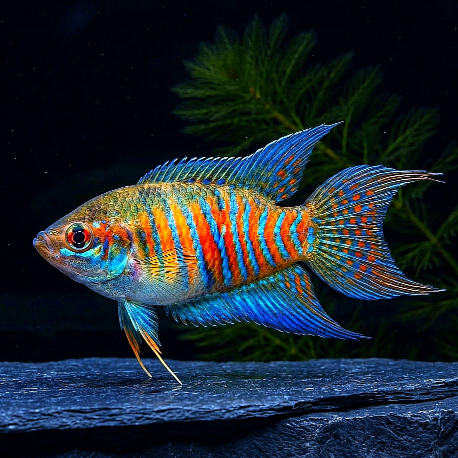 Gestreifte Fadenfisch (Colisa fasciata bzw. Trichogaster fasciata)