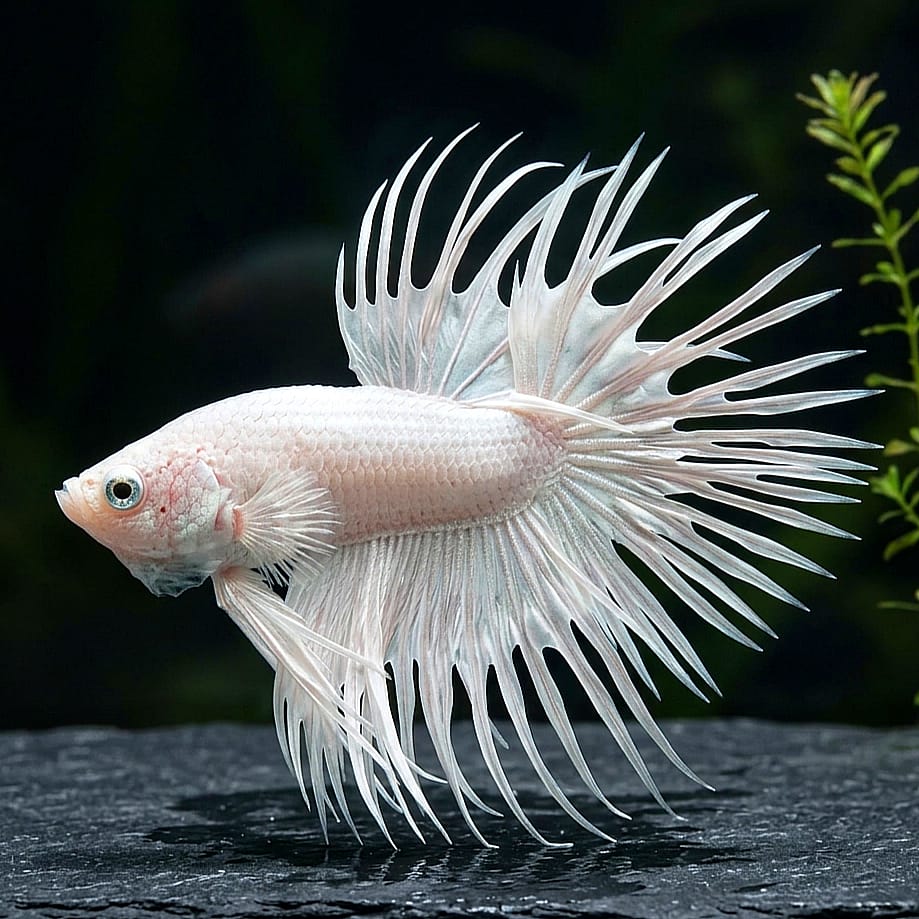 Kampffisch Betta splendens – Crowntail Full White ❄️🐠
