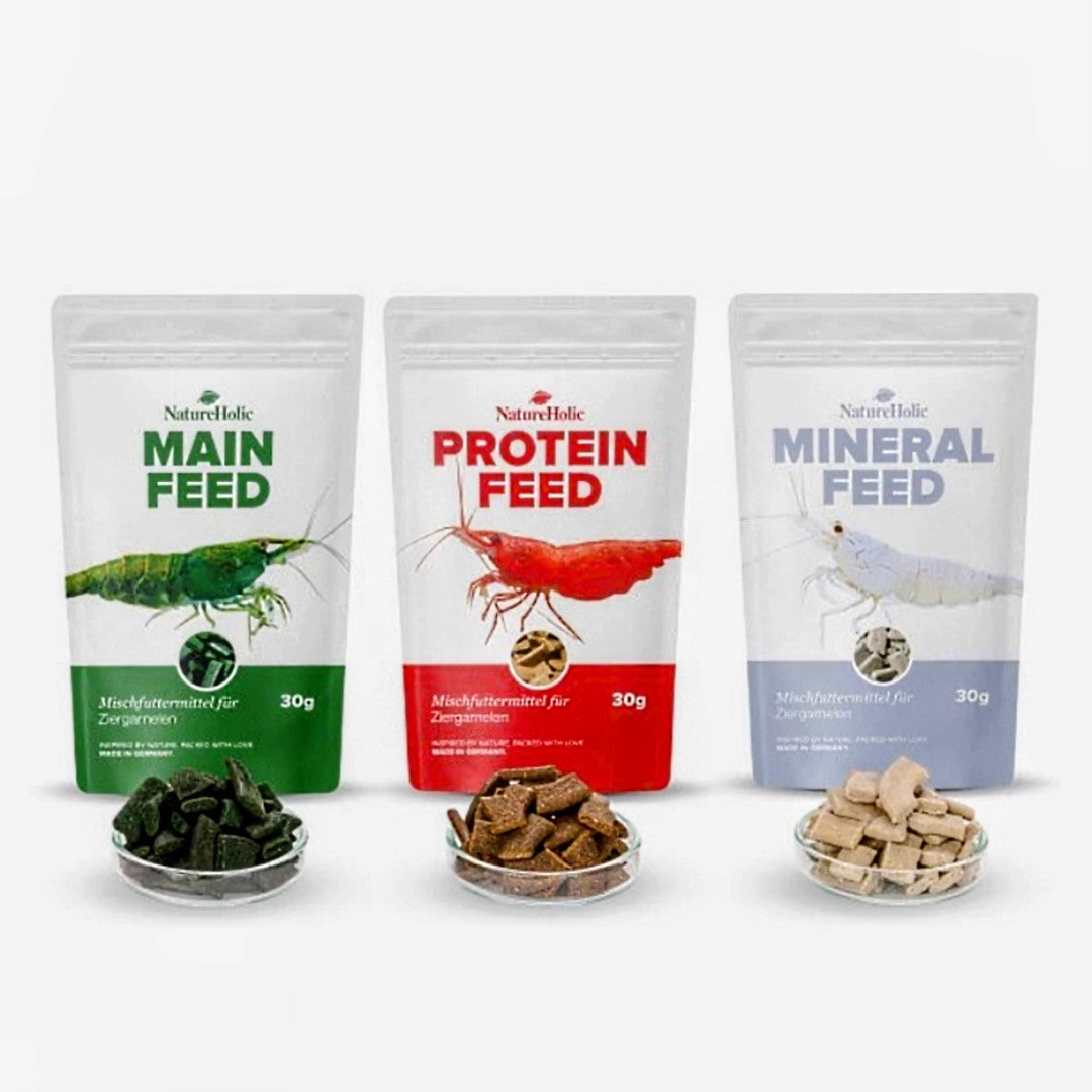NatureHolic Futter-Set: Geballte Power für gesunde Garnelen, Krebse & Schnecken!