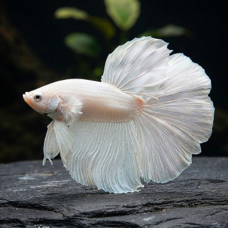 Kampffisch Betta splendens – Halfmoon Full White – 🤍 Eleganter Kampffisch in reinem Weiß AquaTimo