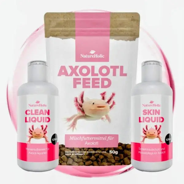 NatureHolic Axolotl Pflege-Set: Die 3-in-1 Lösung für optimale Axolotl Gesundheit im Aquarium 💚 AquaTimo