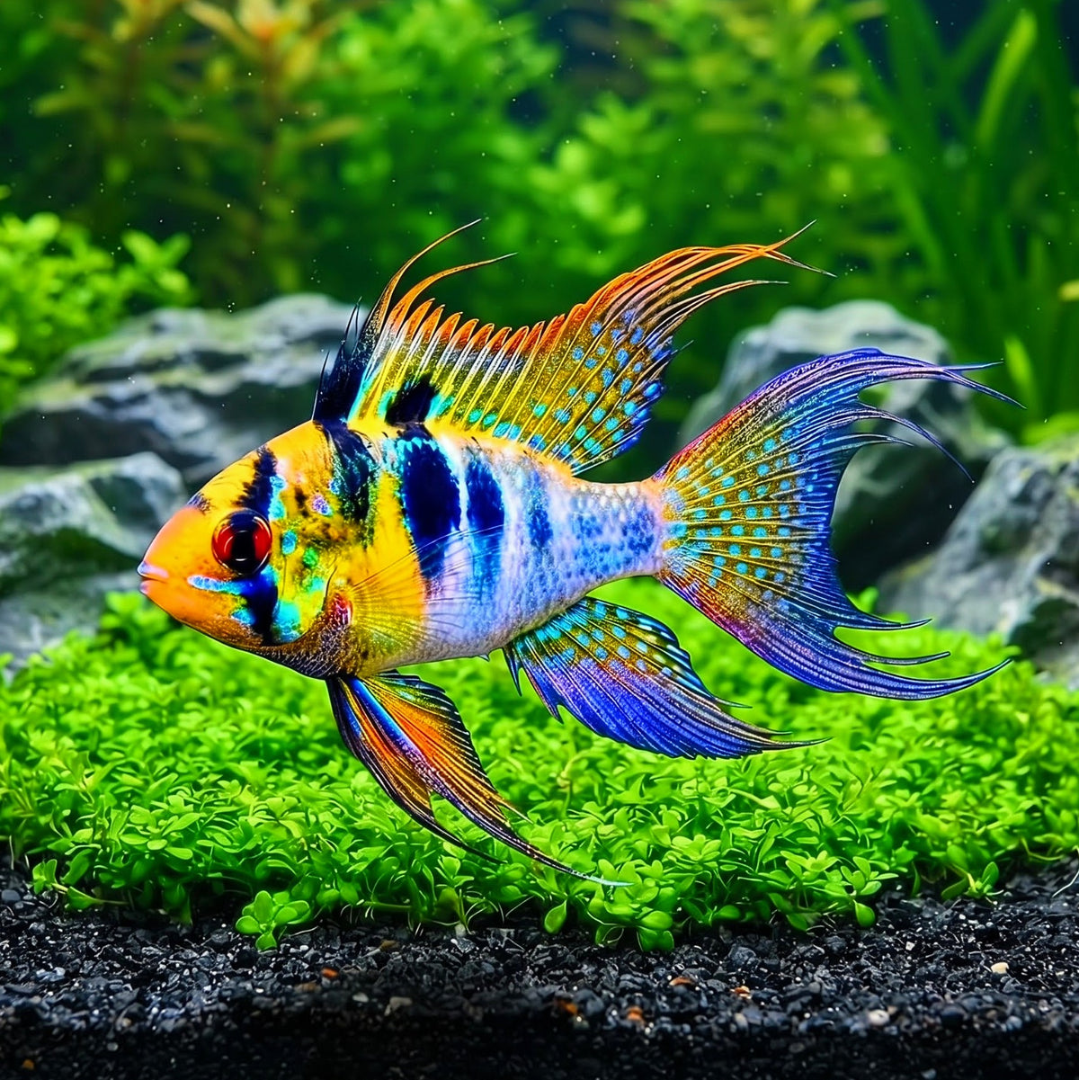 Schmetterlingsbuntbarsch 🧡💙 „LongFin“ – Microgeophagus ramirezi