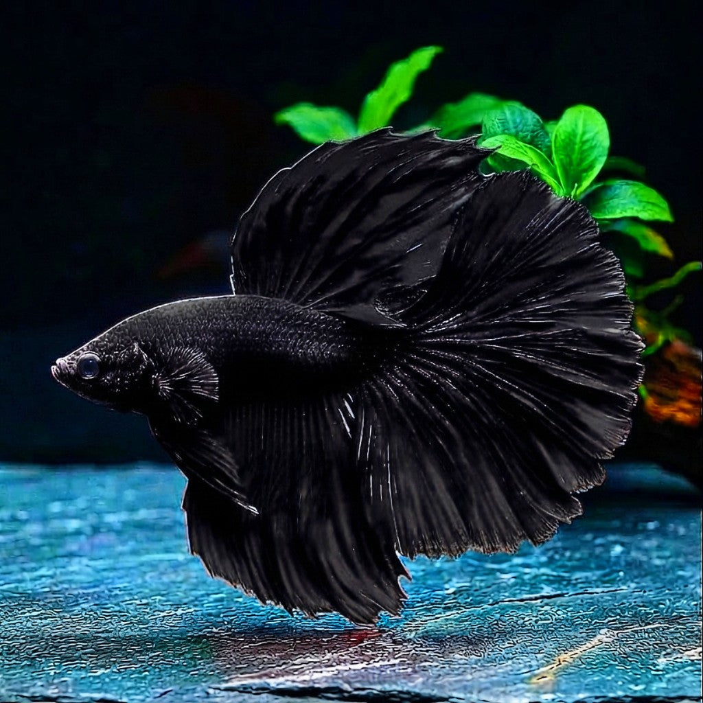 Kampffisch Betta splendens – Halfmoon Super Black