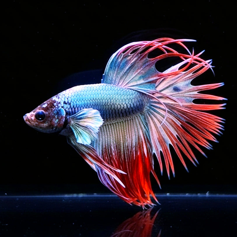 Betta splendens "Crowntail Mix" – Kampffisch mit auffälliger Strahlenflosse in verschiedenen Farbvarianten