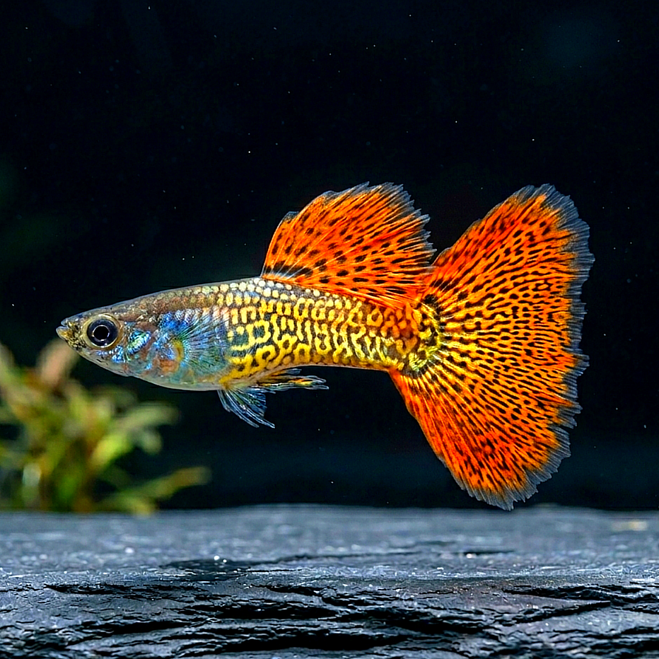 Hochzucht  Guppy Metal Snakeskin Red Lace