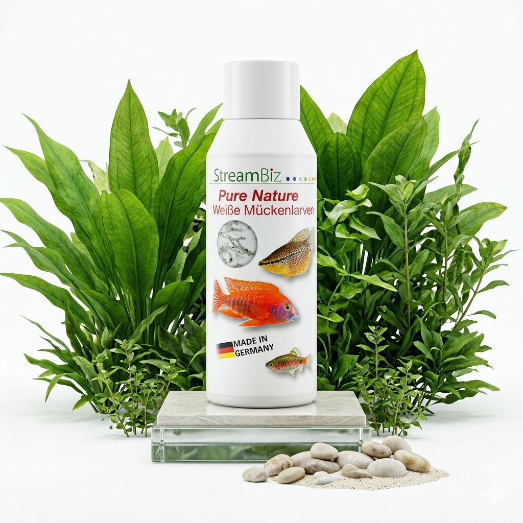 StreamBiz Pure Nature Weiße Mückenlarven – Schonendes Naturfutter für empfindliche Zierfische & Garnelen - AS+