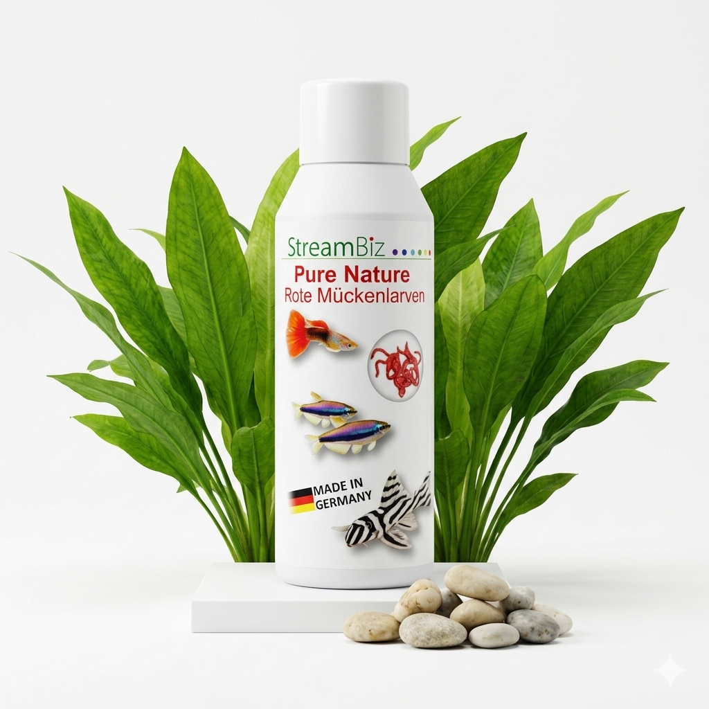 StreamBiz Pure Nature Rote Mückenlarven – Natürliches Premium-Futter für Zierfische & Garnelen - AS+