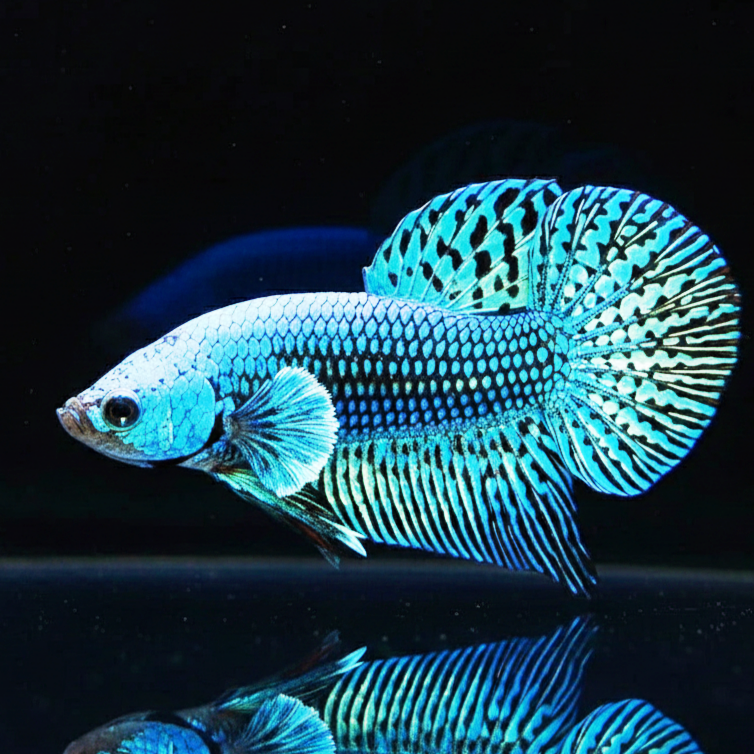Betta splendens "Alien Blue" –  Zuchtkampffisch mit metallisch blauer Färbung Kampffisch