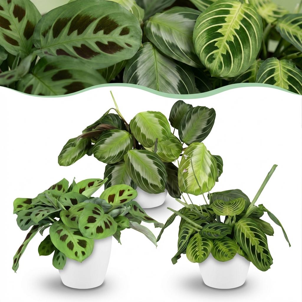 3er-Set Maranta Gebetspflanzen in edlem Weiß 🌿🐾 - ES+