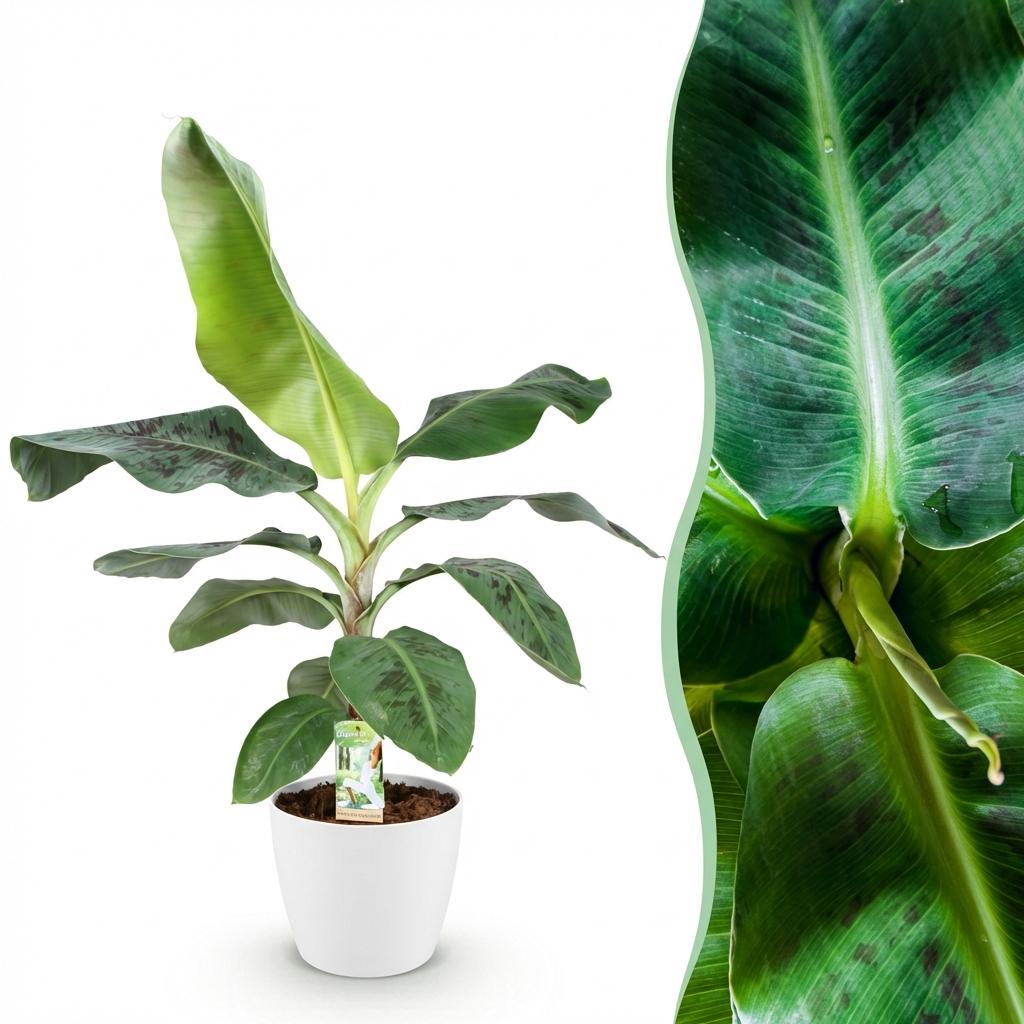 Green boutiQ | Zwerg-Bananenpflanze Musa acuminata Dwarf Cavendisch im Weißen Topf 🍌🌴 - ES+