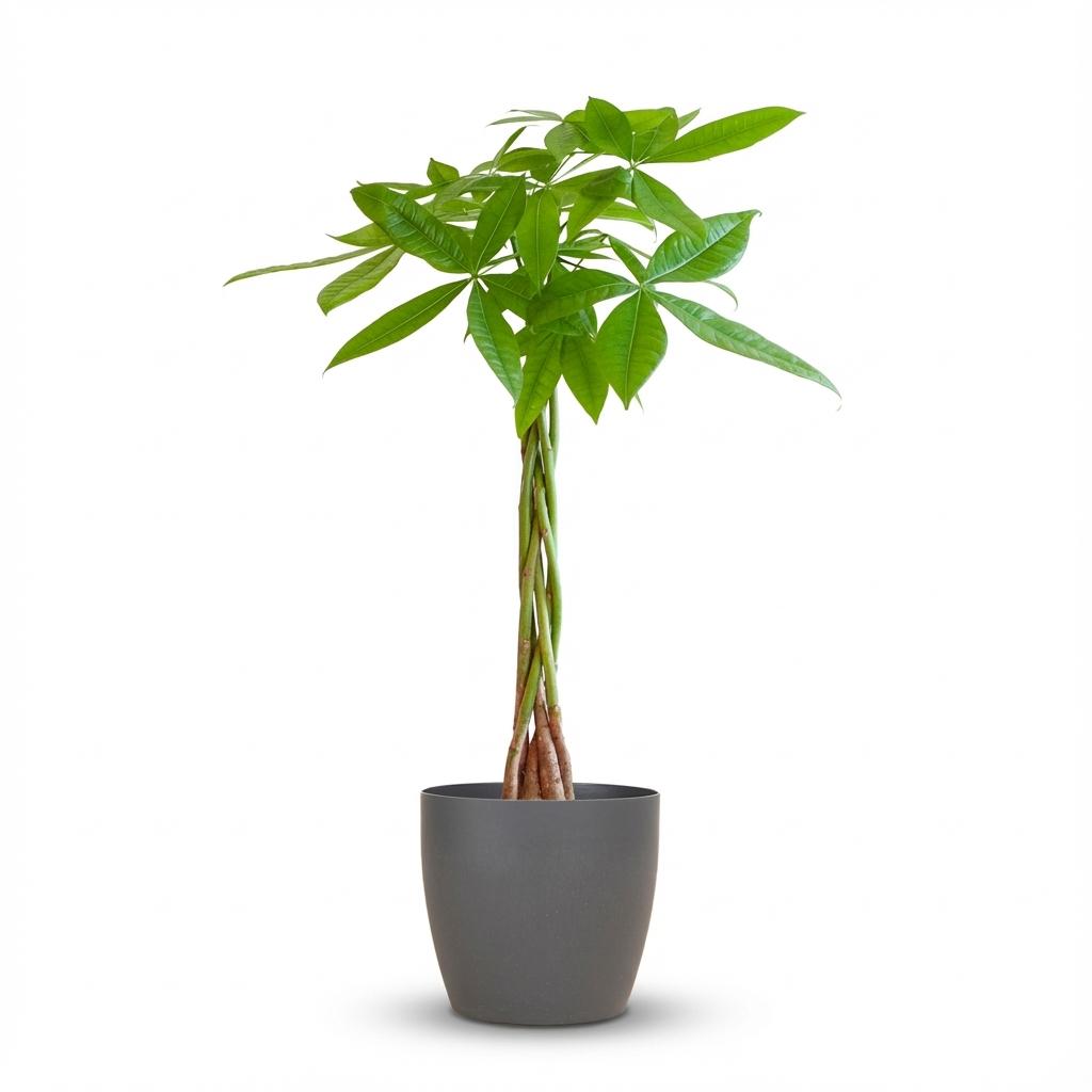 Pachira Aquatica (Geldbaum) im eleganten Potter Grau – Der pflegeleichte Glücksbringer 🍀 - ES+