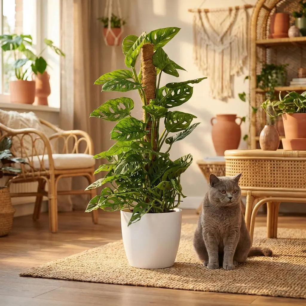Green boutiQ | XXL Monkey Mask (Monstera Adansonii) am Moosstab – 90 cm Höhe 🌿🐒 - ES+ Everspring