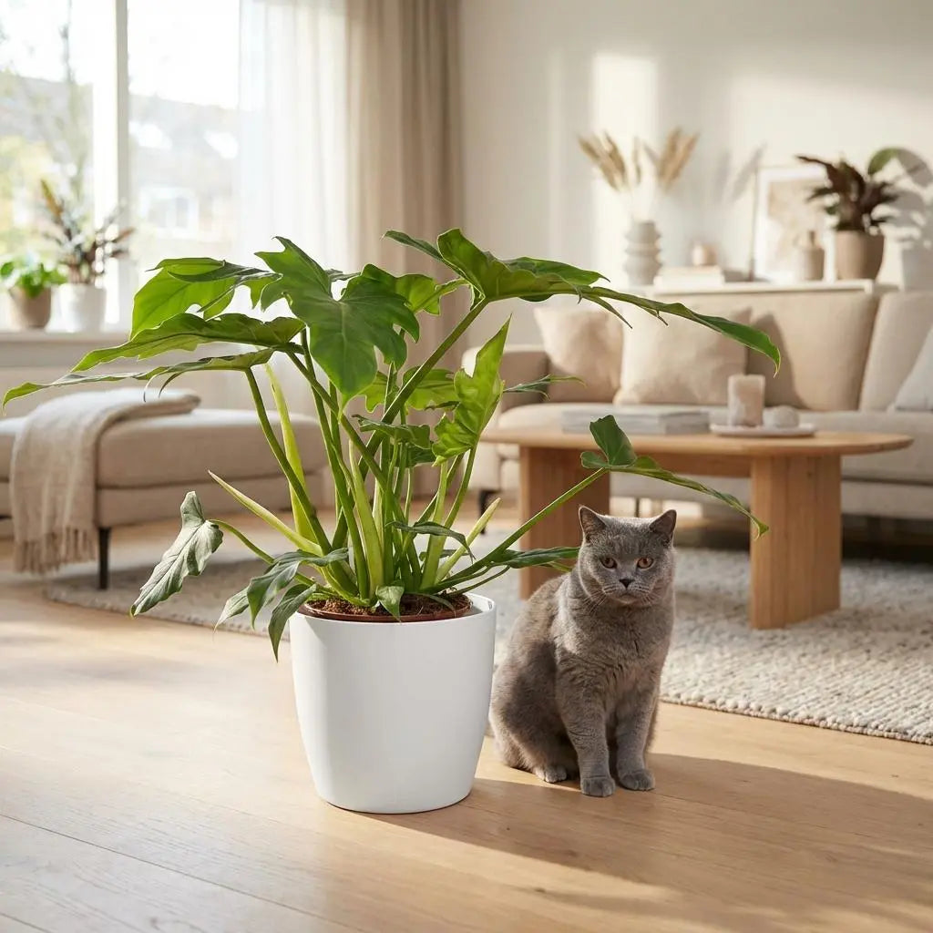 Green boutiQ | Philodendron Lacerum im Weißen Übertopf – Tropisches Statement &amp; Extrem Pflegeleicht 🌴💚 - ES+ Everspring