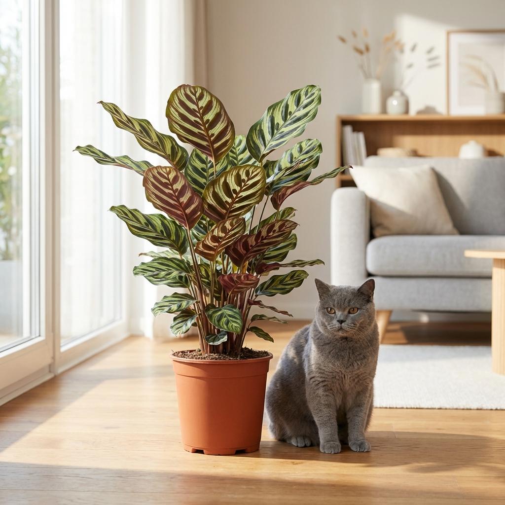 Green boutiQ | Pfauen-Korbmarante Calathea Makoyana – Tropischer Luxus im Weißen Topf 🌿💜 - ES+